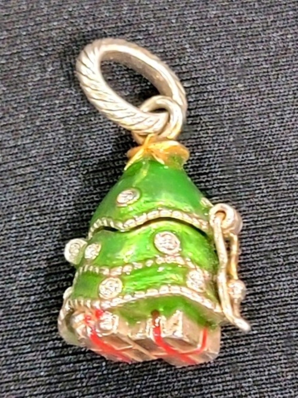 BRIGHTON CHARM Christmas Tree Green and Gold Charm Pendant